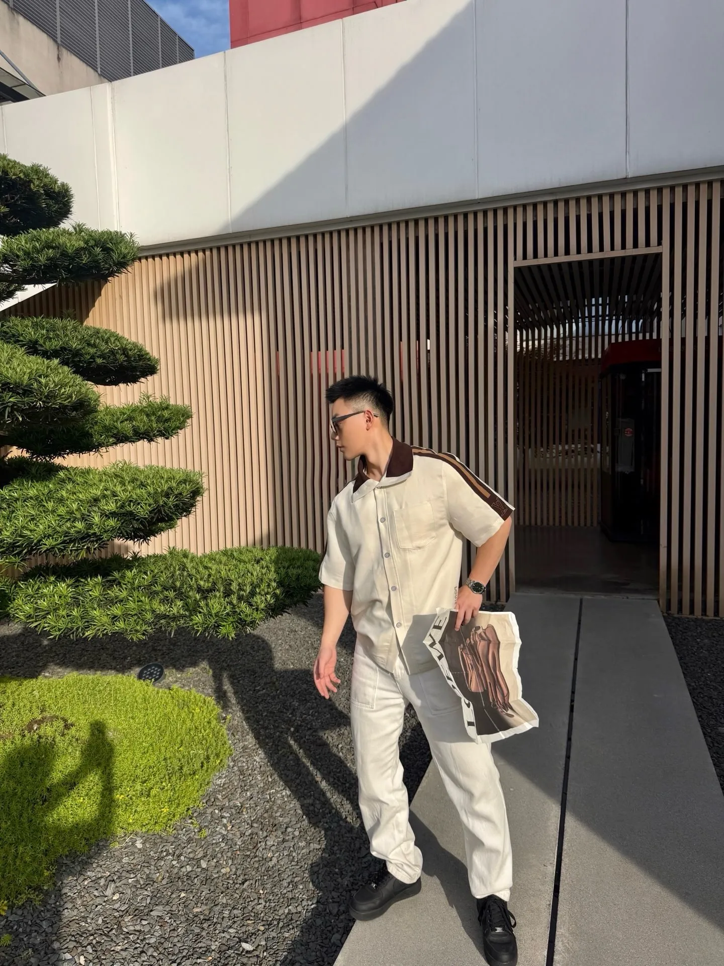 Louis Vuitton/Louis Vuitton 26ss logo web short-sleeved shirt